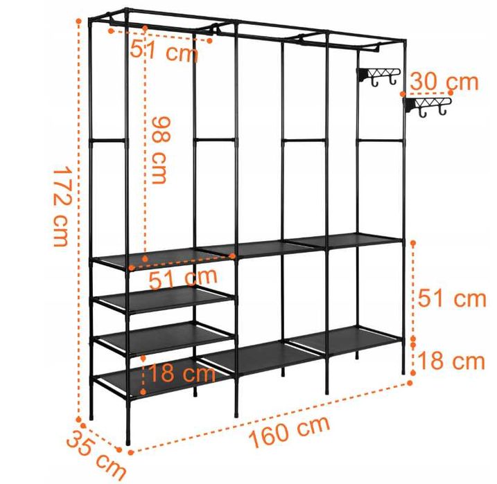 Szafa na Ubrania NOWA garderoba XXL Wieszak organizer na buty 170cm