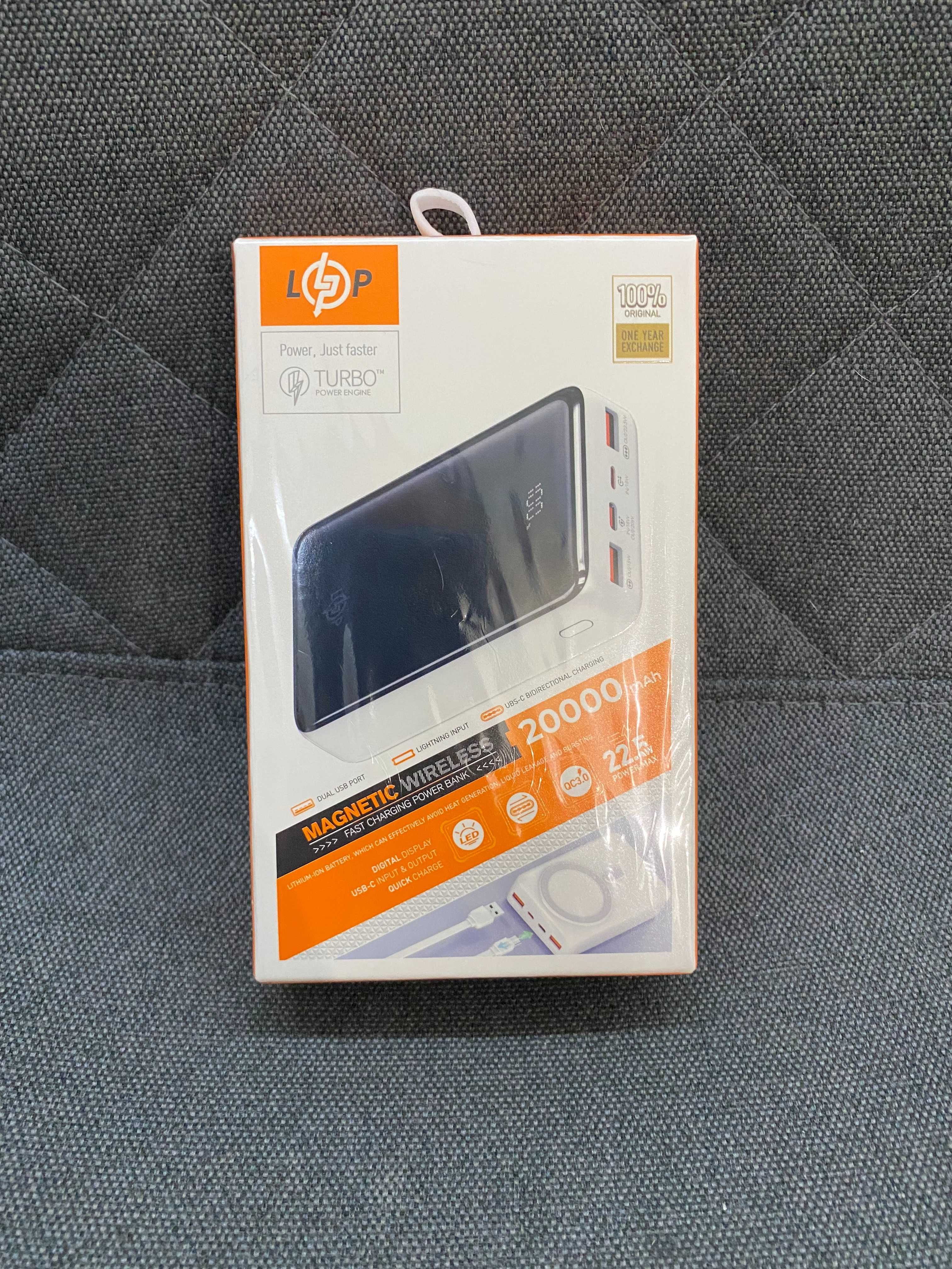 Павербанк повербанк LogicPower бездротовий QC тype-C usb 20000mAh