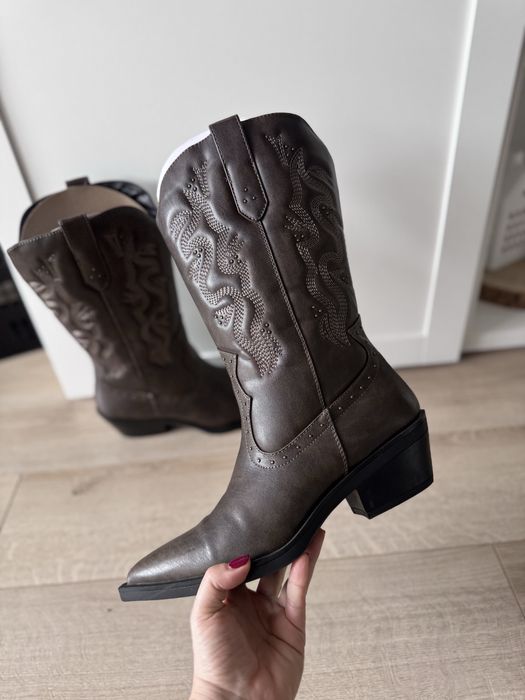 Kowbojki even&odd zalando 39 brazowe kozaki motocyklowki