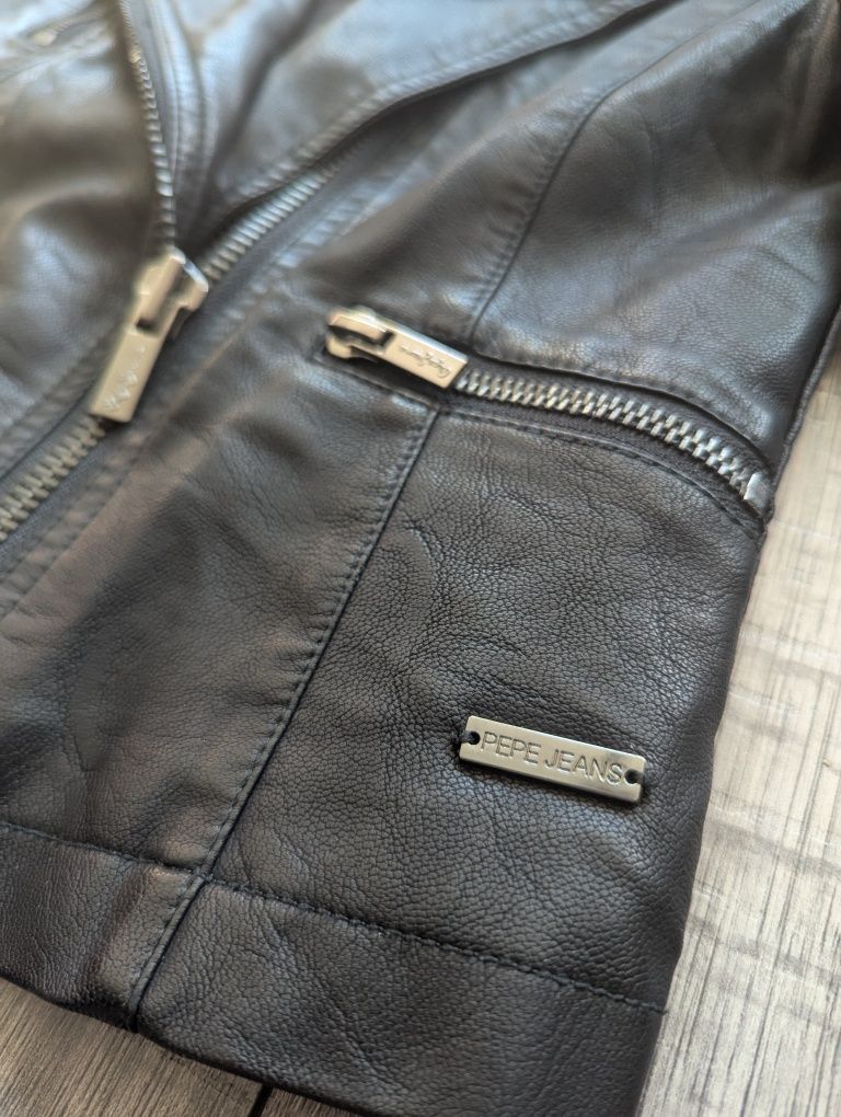 Pepe Jeans kurtka skórzana ramoneska