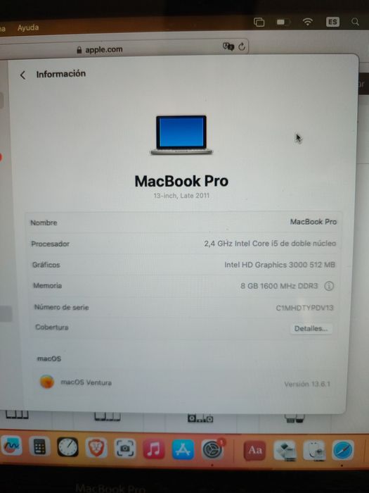 MacBook Pro 13” A1278 • i5 • 8GB RAM • SSD 512GB • macOS + Windows 11