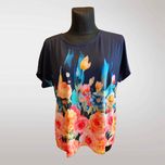 Bluzka Damska Kwiaty Oversize Czarny