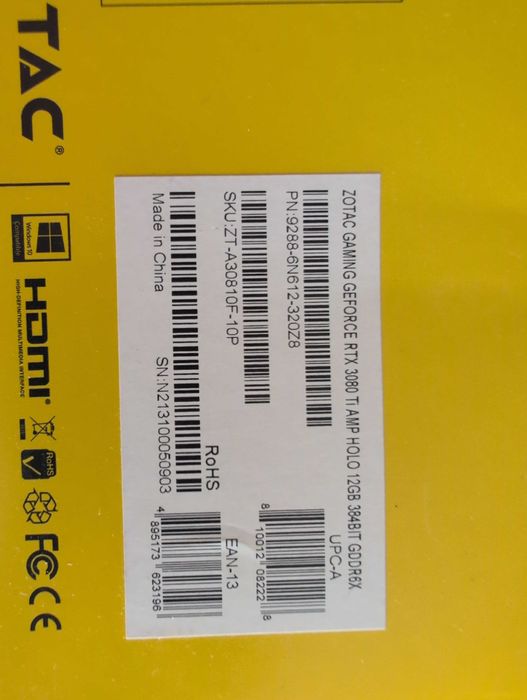 TOP! Placa gráfica ZOTAC 3080TI 12 GB