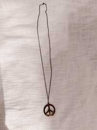 Colar hippy com simbolo de peace/paz