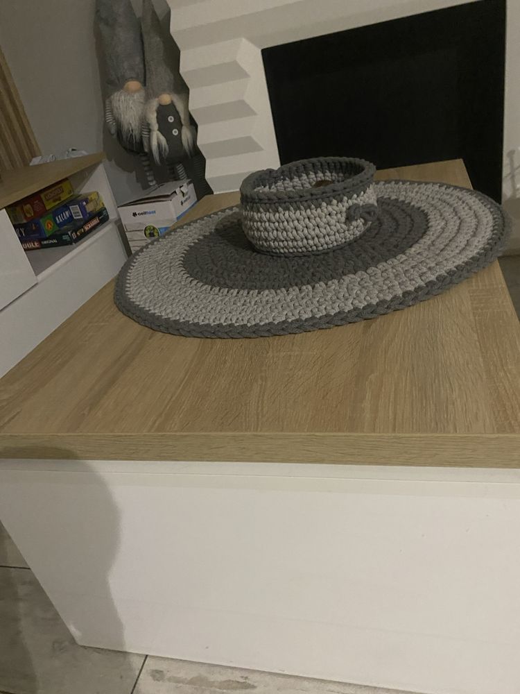 Obrus i koszyczek ze sznurka hand made