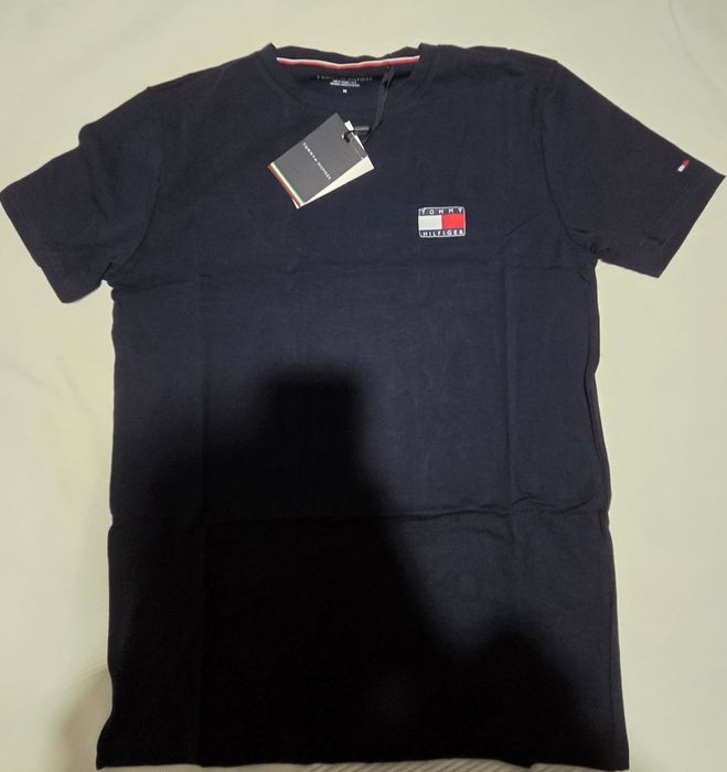 TOMMY HILFIGER Koszulka Meska Duże Logo Granatowa Klasyczna r.M