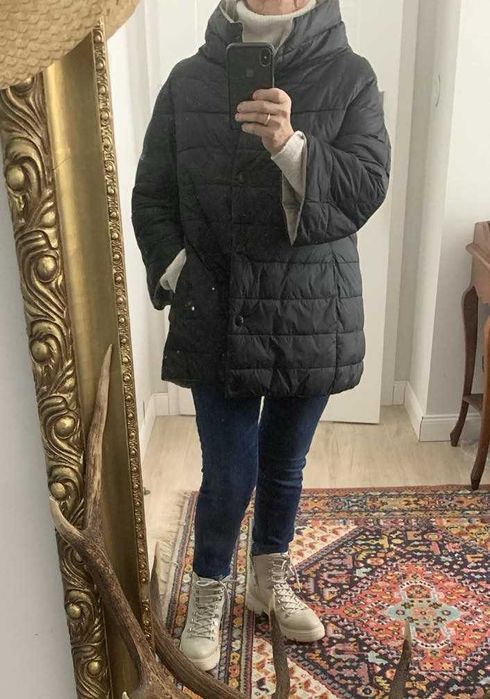 kurtka damska dwustronna beżowo-czarna,lekka /włoska/