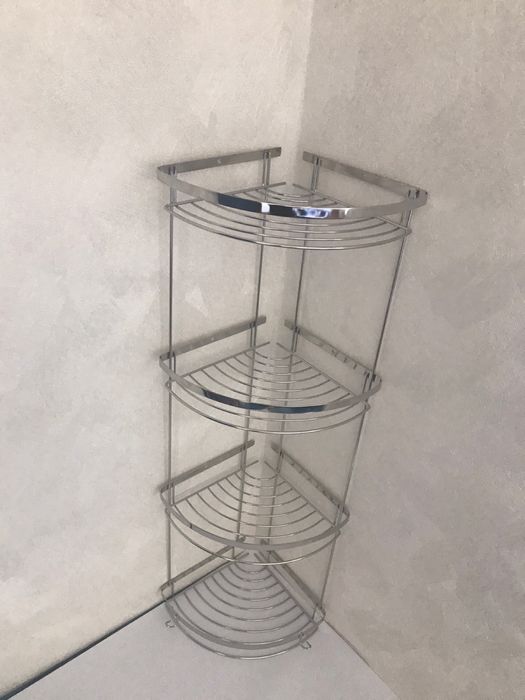 Кутова четвертна поличка для ванни 20x20 нержавіюча сталь