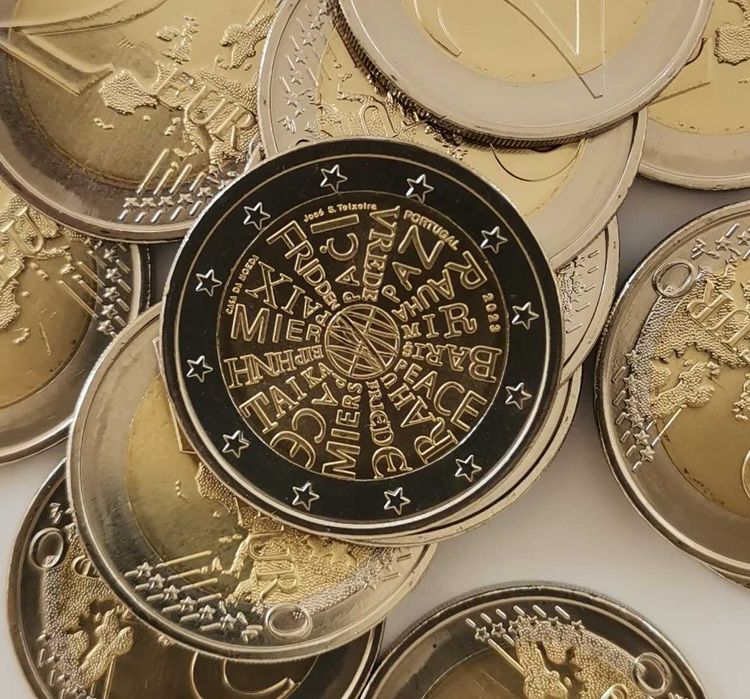 Moeda 2 euro Comemorativa Portugal 2023 -  Paz