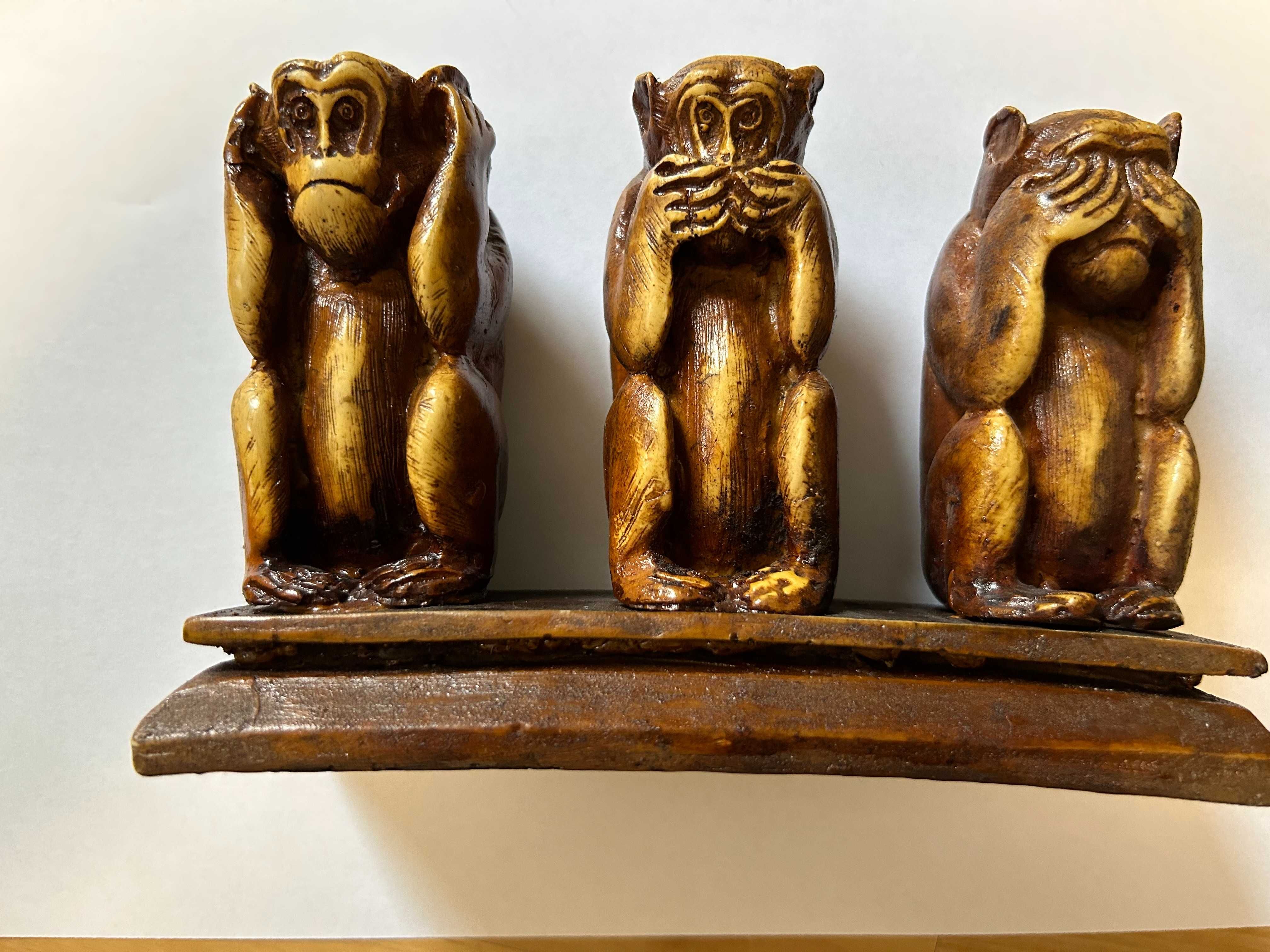 Zestaw Figurka trzy (3) mądre małpy z kamienia + słoń