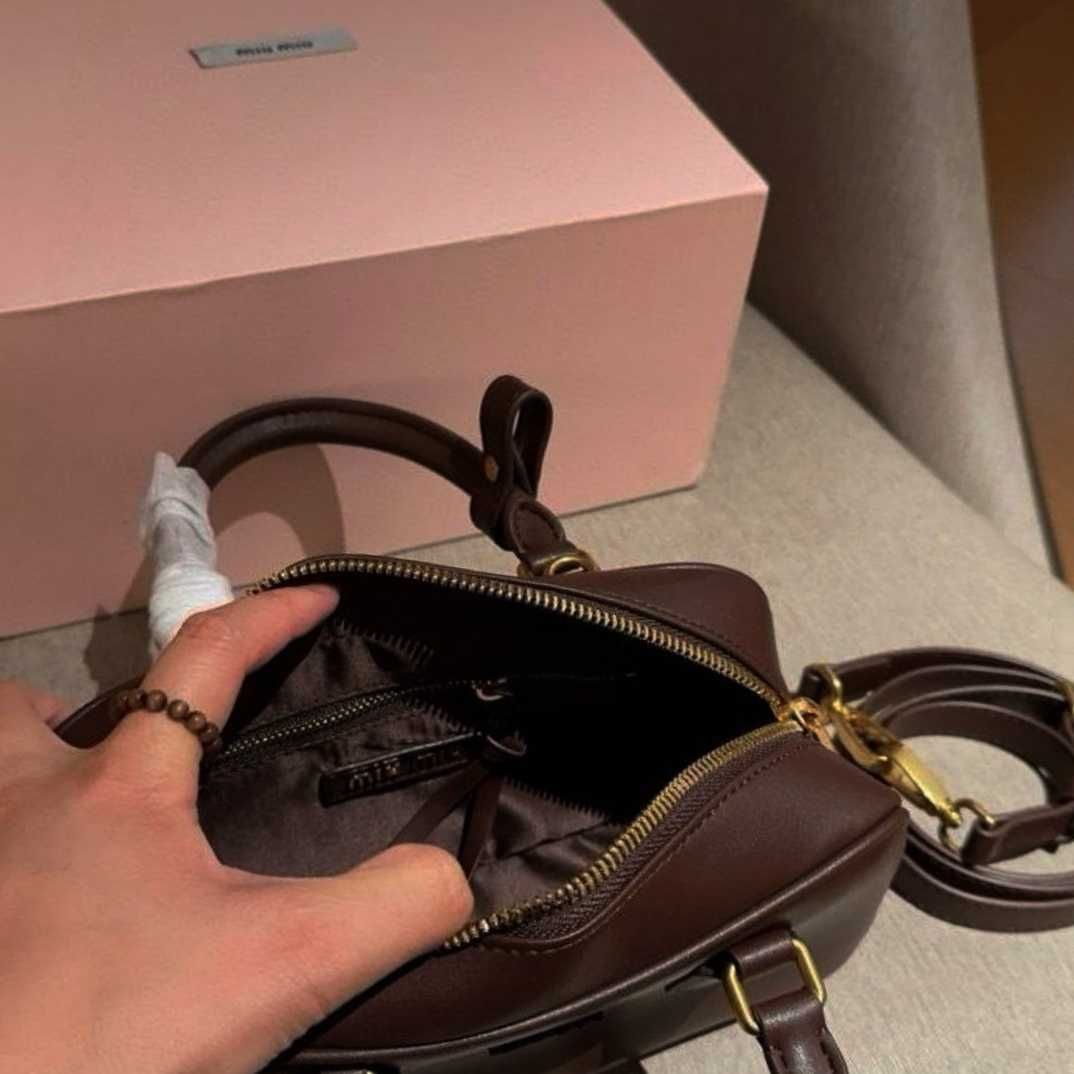 MIU MIU brązowa torba bowlingowa - designerski majstersztyk!