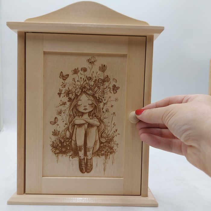 Szafka na Klucze do Domu Dekoracja do Przedpokoju Drewniana