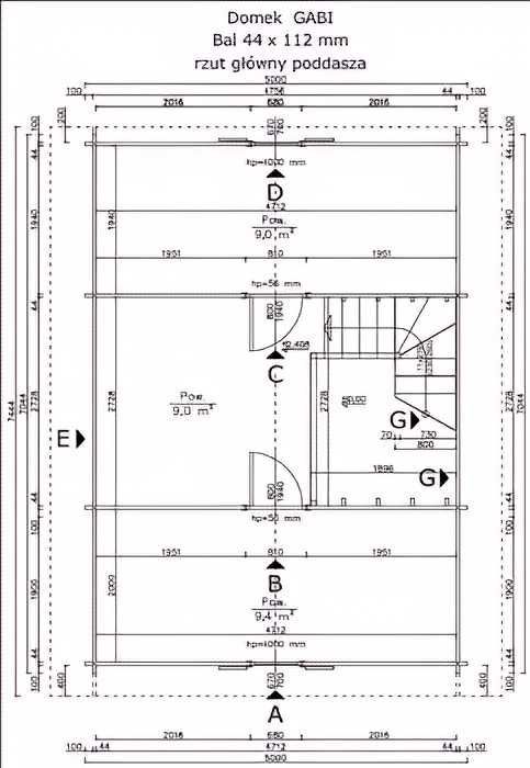 Domek drewniany Gabi 5x7 35m bal 44mm letniskowy