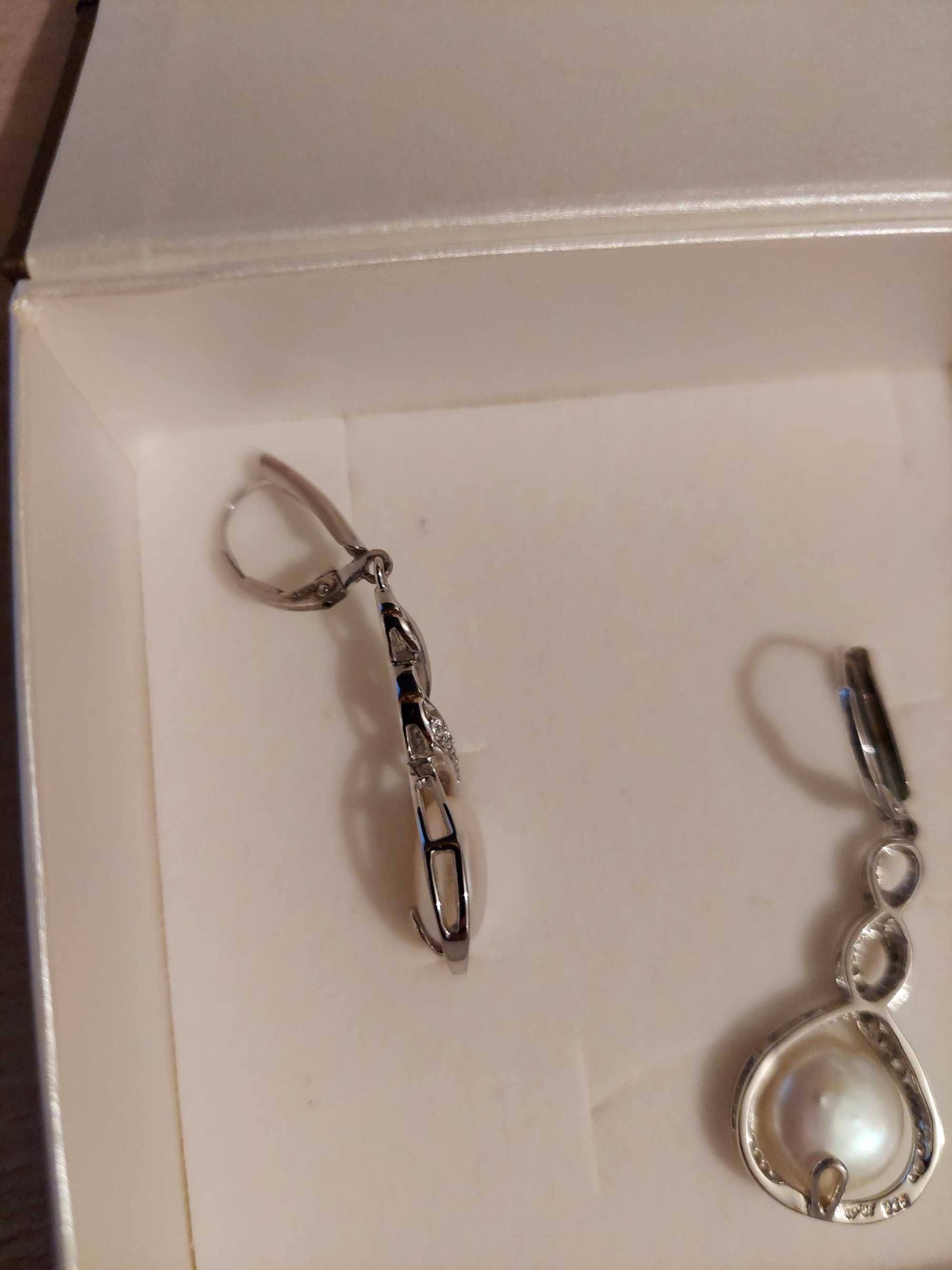 Kolczyki srebrne 925 z perłami i cyrkoniami