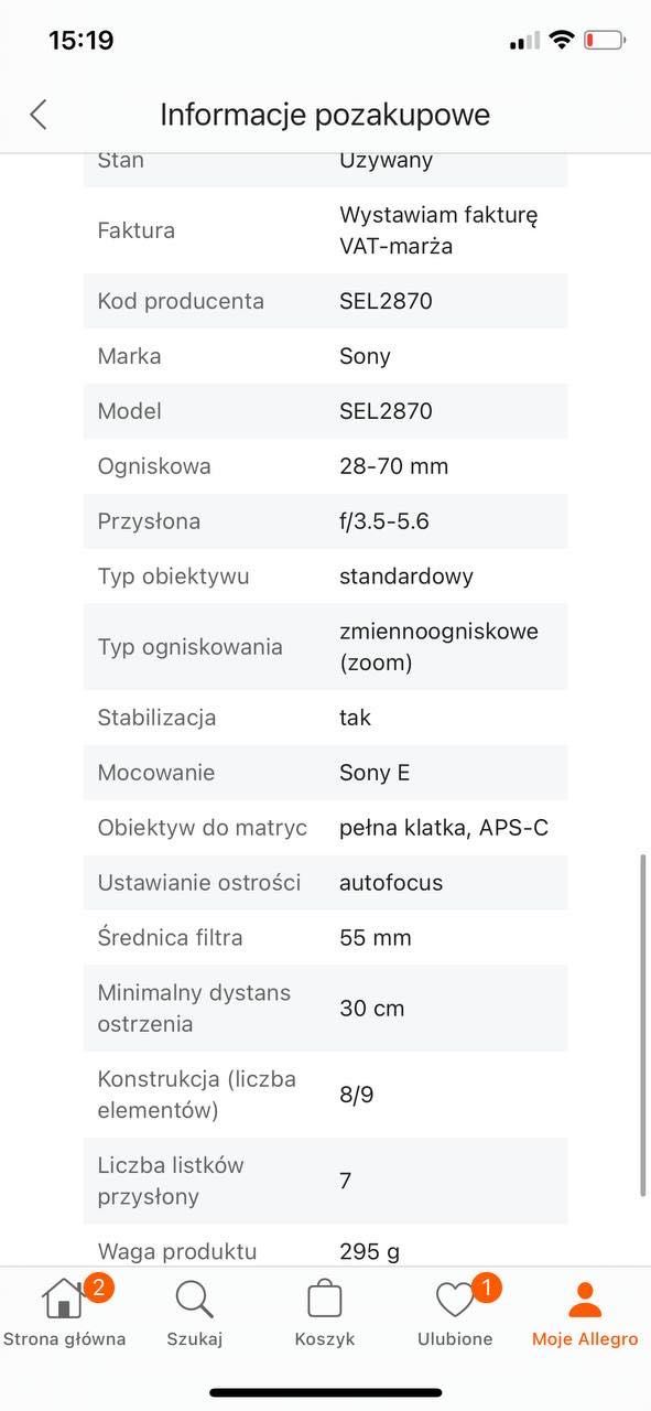 obiektyw na mocowaniu SONY E,a/3.5-5.6