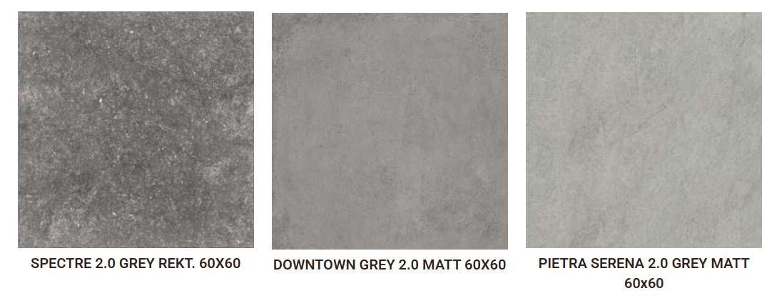 Płyty ceramiczne taras Spectre Grey, Downtown Grey, Pietra Serena Grey