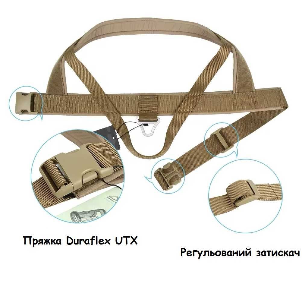 Тактична шлейка для собак, розмір XS-L, чорна/пісочна, міцна