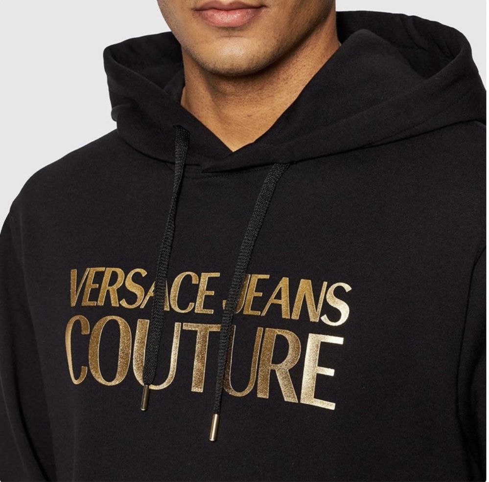 Versace Jeans Couture bluza męska czarna złoty nadruk 74GAIT03 L