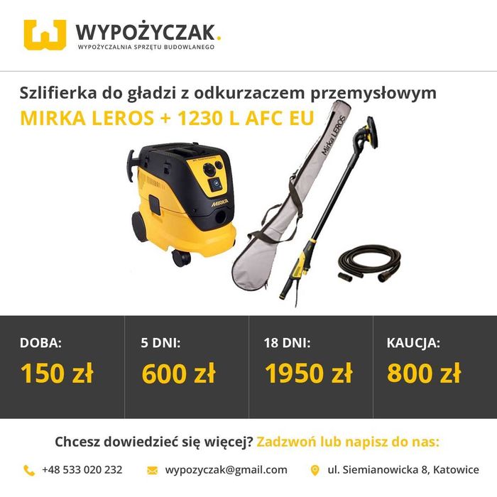 Żyrafa/szlifierka do gładzi/gipsu + odkurzacz Festool/Mirka - WYNAJEM