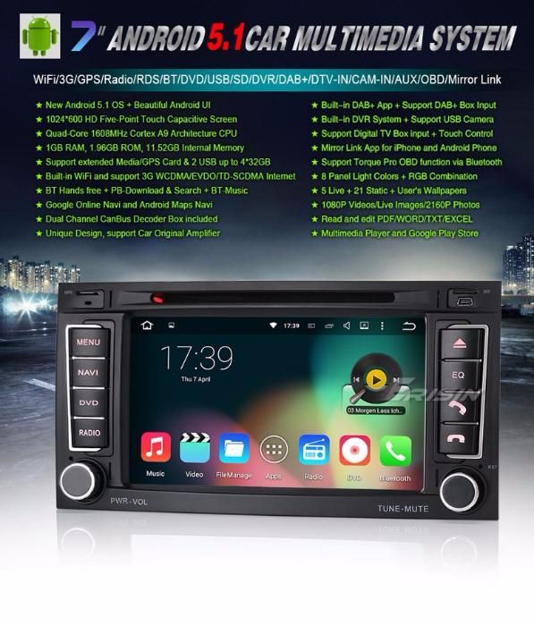 Auto-rádio 2 din android 14 para VW Touareg T5 OctaCore