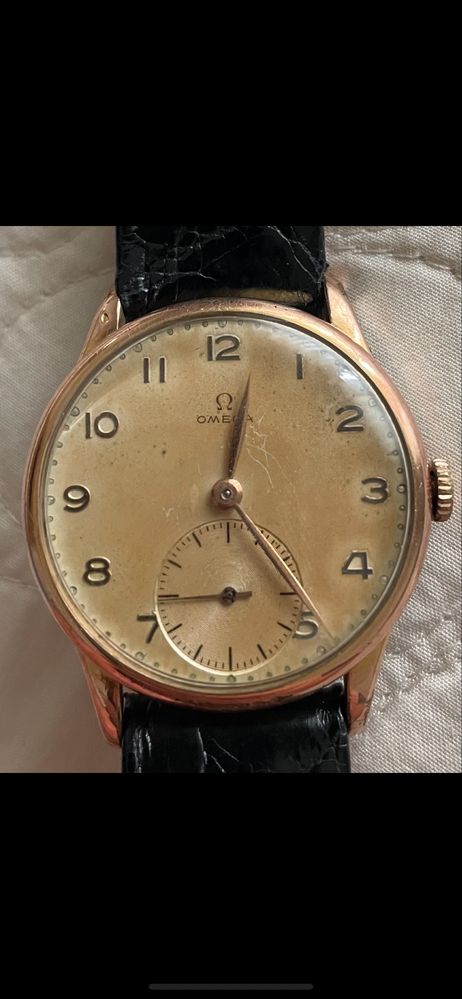Relogio Omega vintage com pulseira em crocodilo legitimo, anos 50