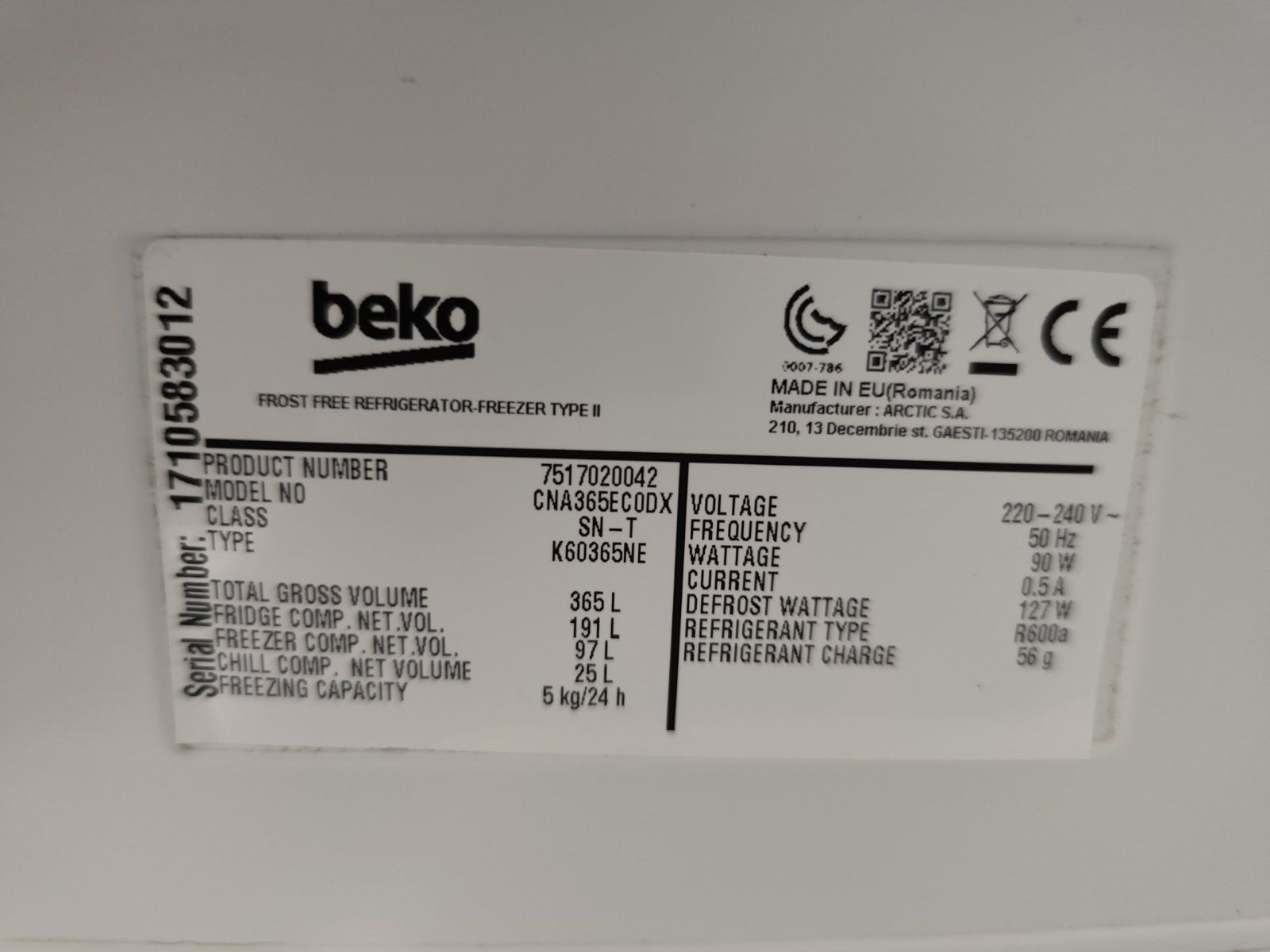 Холодильник BEKO no frost