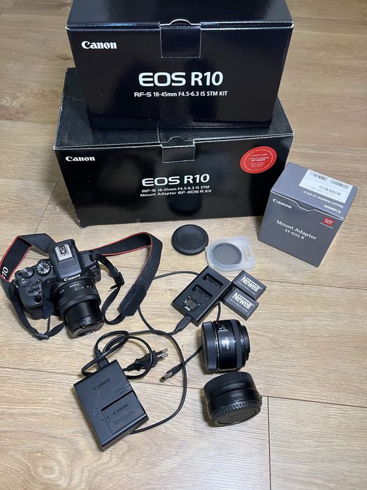 Aparat Canon R10 + obiektyw 18-45 i obiekty 50mm + gwarancja