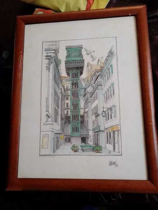 quadro elevador de santa justa  pintor Vitor Ribeiro 1987