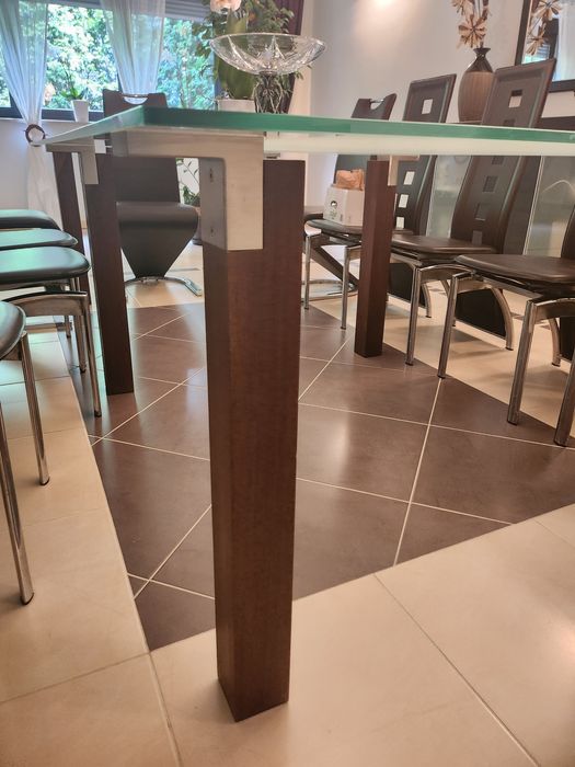 Duży stół do jadalni 120/260cm szklana,Szkło hartowane.