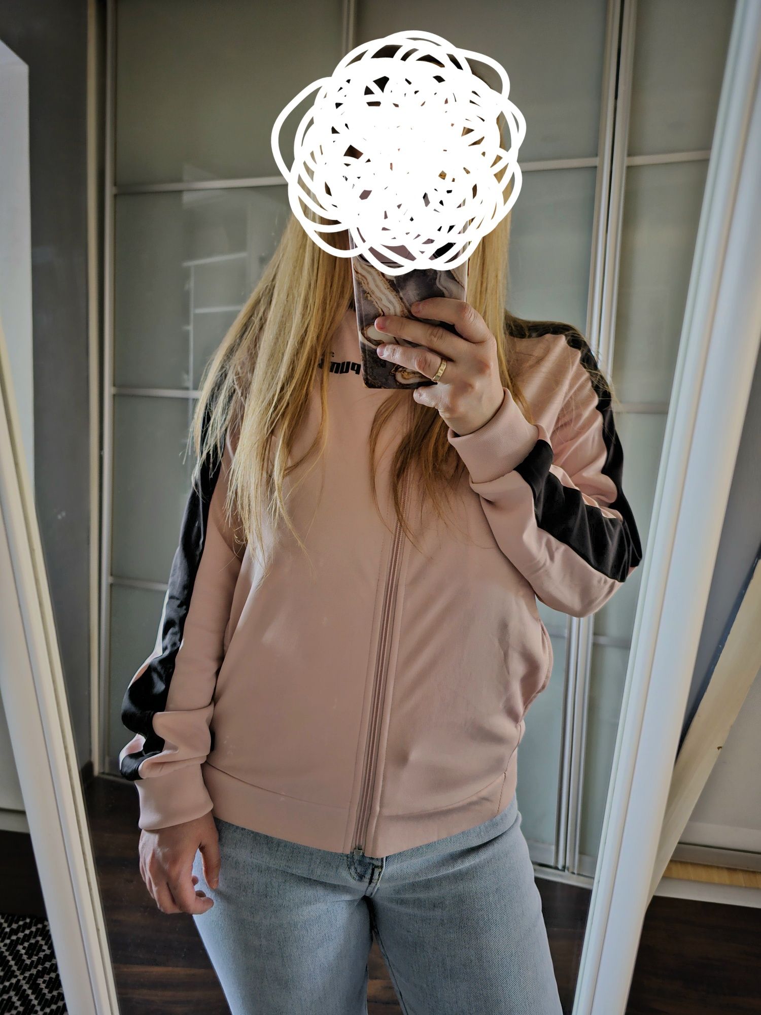Bluza rozpinana puma pudrowo czarna lampas