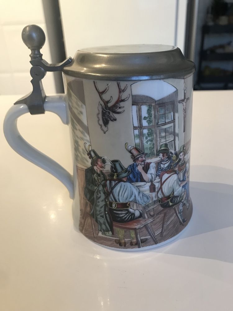 Caneca porcela Alemã pintada à mão - Merkle atelier