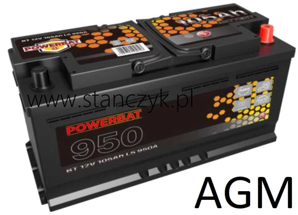 Akumulator POWERBAT 12 V 105Ah 950 A START-STOP AGM
