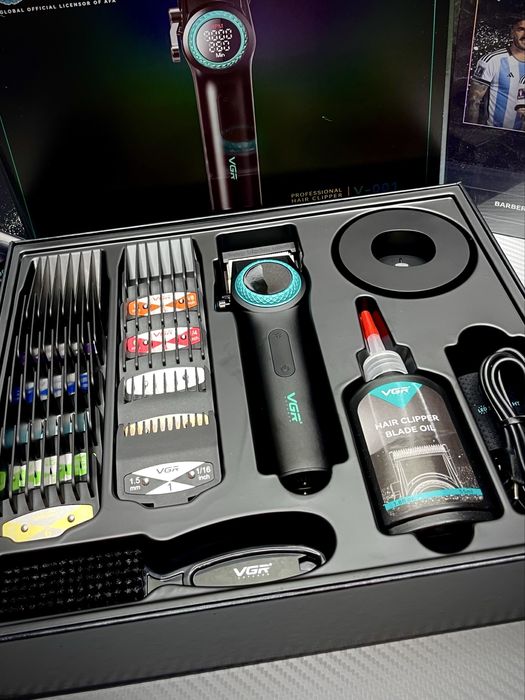 Акумуляторна Машинка VGR V-001,10 насадок,9000 RPM,AKБ 4600 mAh,LED