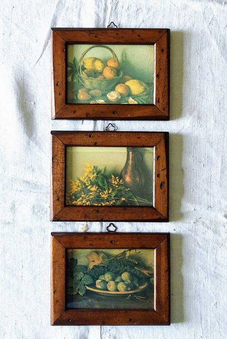 Trio de quadros decorativos de natureza morta