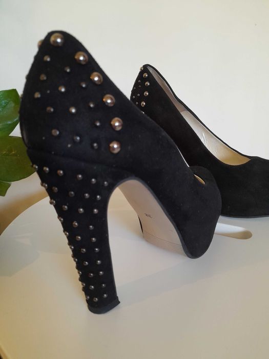 buty na obcasie/platformie czarne 38/39