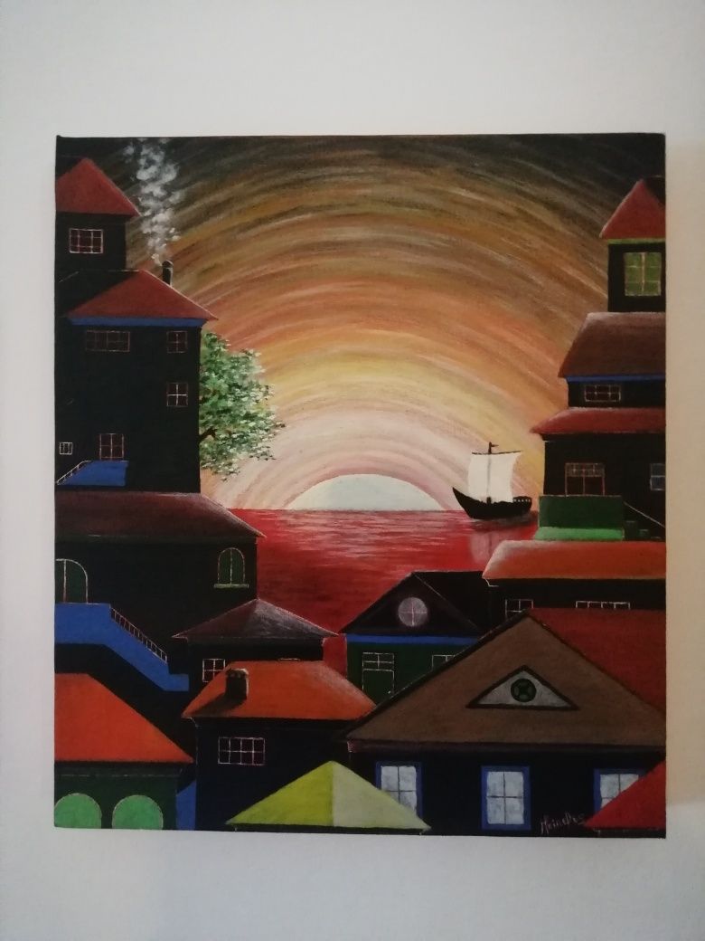 Quadro em tela pintado acrílico
