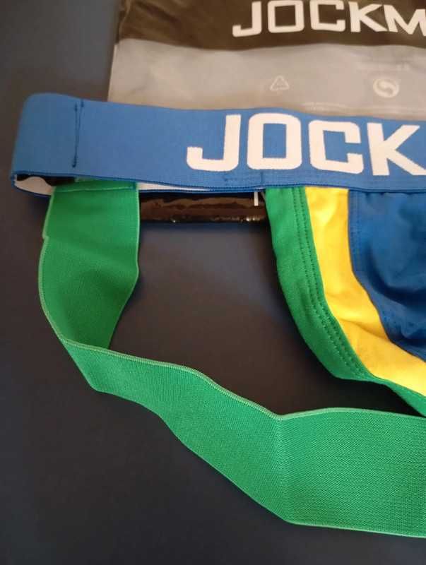 Męskie stringi z kolorowymi wstawkami jockstrap