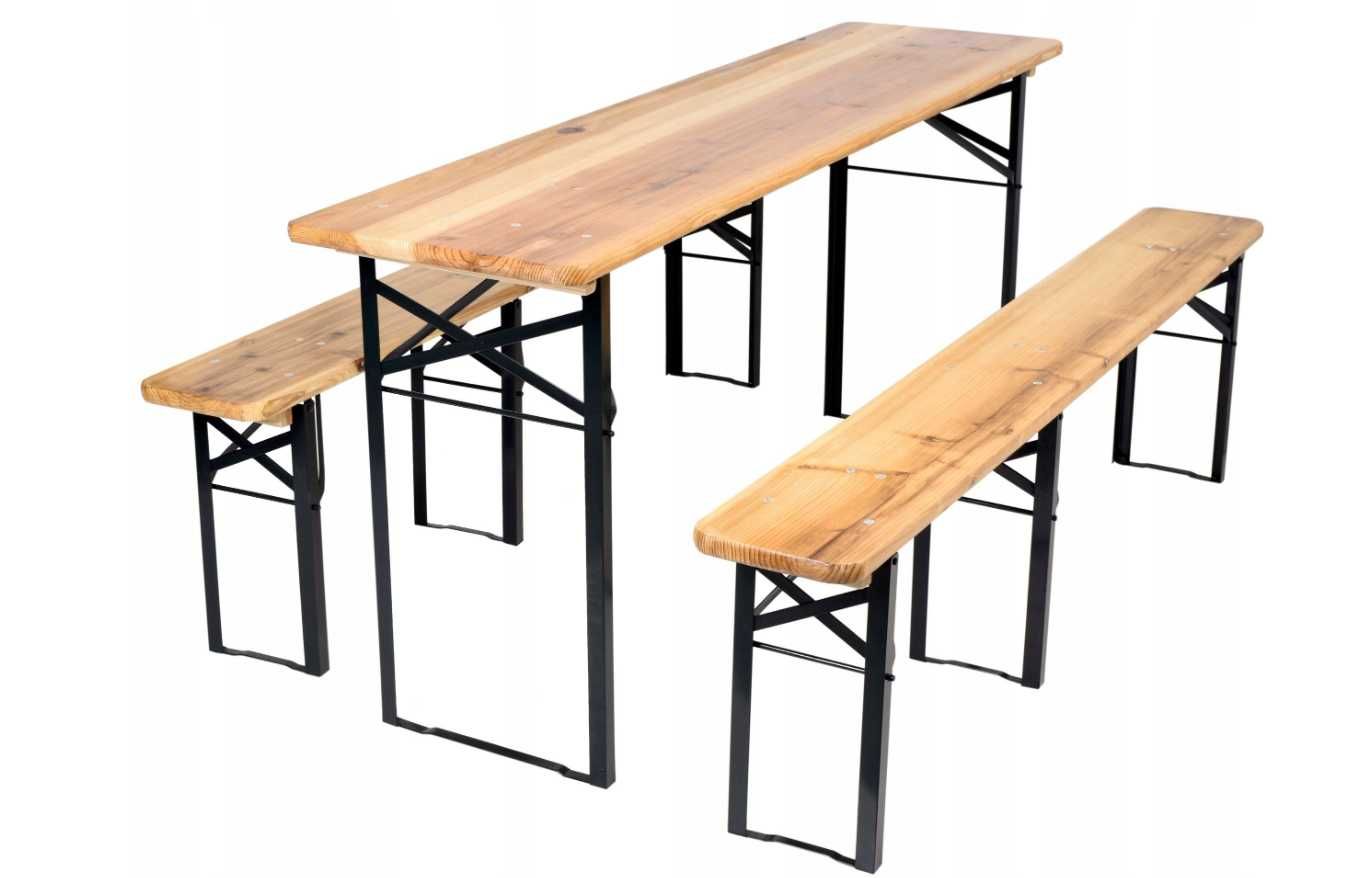 zestaw piwny ogrodowy składany 2 ławki+stół 170 cm