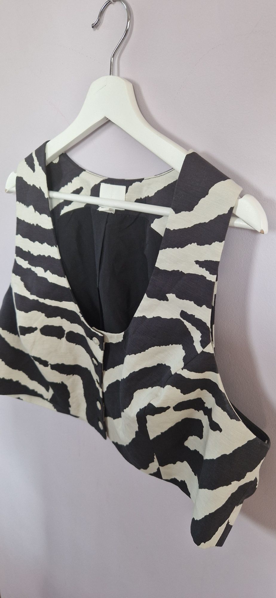 Krótka letnia kamizelka w zebrę plus size crop top H&M XL- 5XL