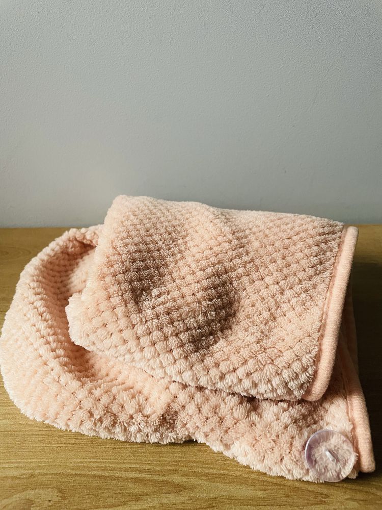 Różowy ręcznik do włosów z mikrofibry