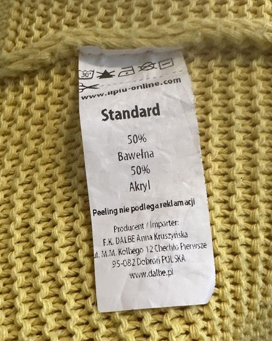 Kardigan Ilpiu sweterek zółty r. M bawełna i akryl