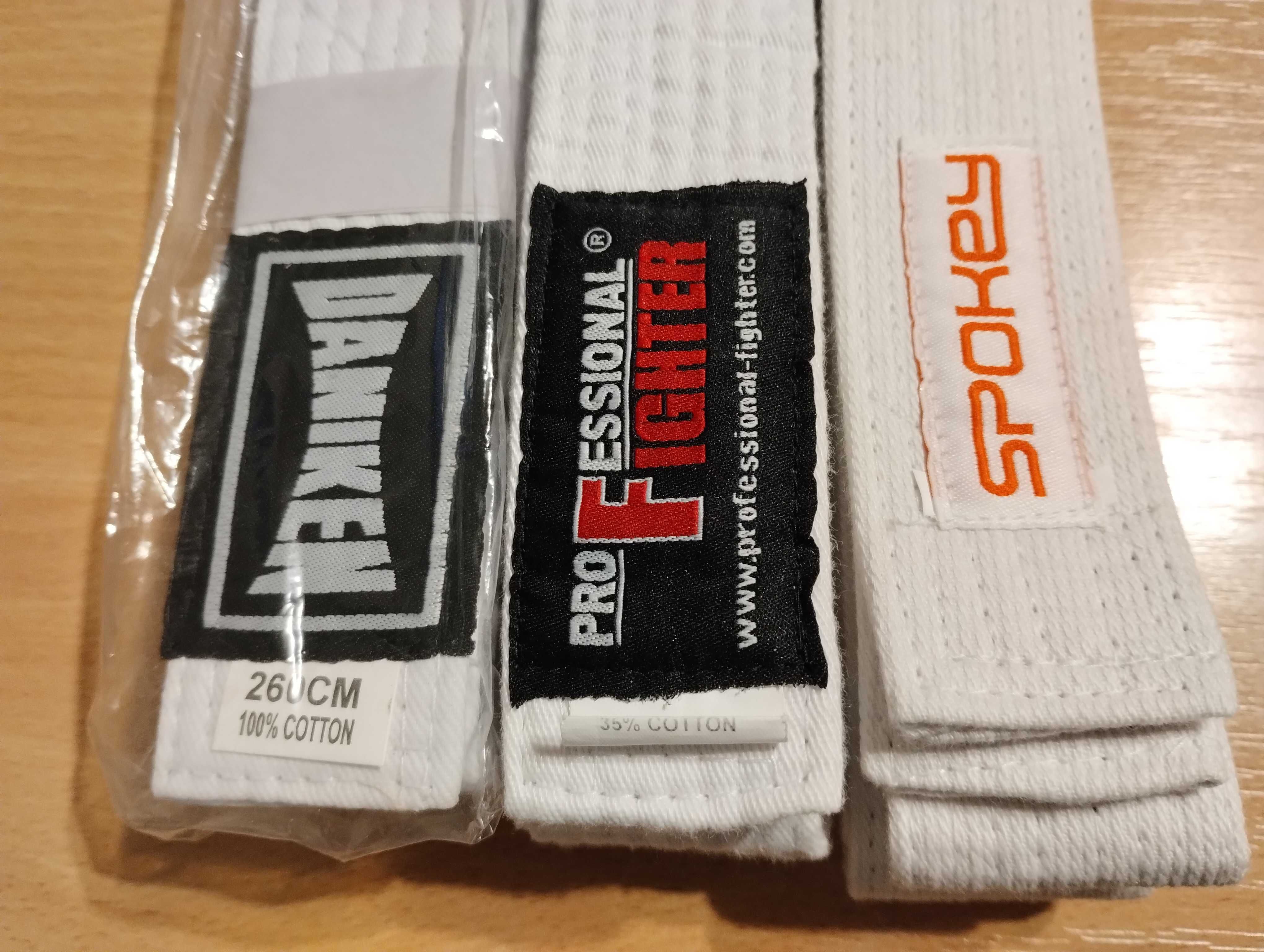 Zestaw 3 sztuk pasów białych karate, judo inne sztuki walki - 260 cm