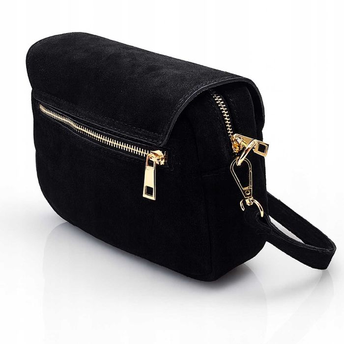 LAURA BIAGGI Torebka Damska Listonoszka Zamsz Naturalny Brązowa Pasek