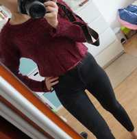 Bordowy krótki sweterek sweter croptop Top Shop 36