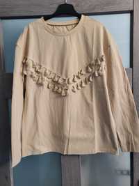 Bluza boho fredzle beżowa nude S 36 shein oversize