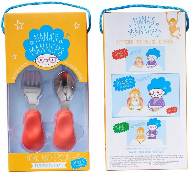 Zestaw sztućców widelec i łyżka pomarańczowy. Nana's Manners