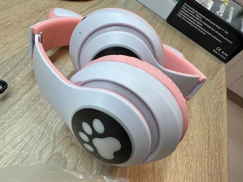 Słuchawki Bezprzewodowe Kocie Uszy dla Dzieci Bluetooth (Różowe)