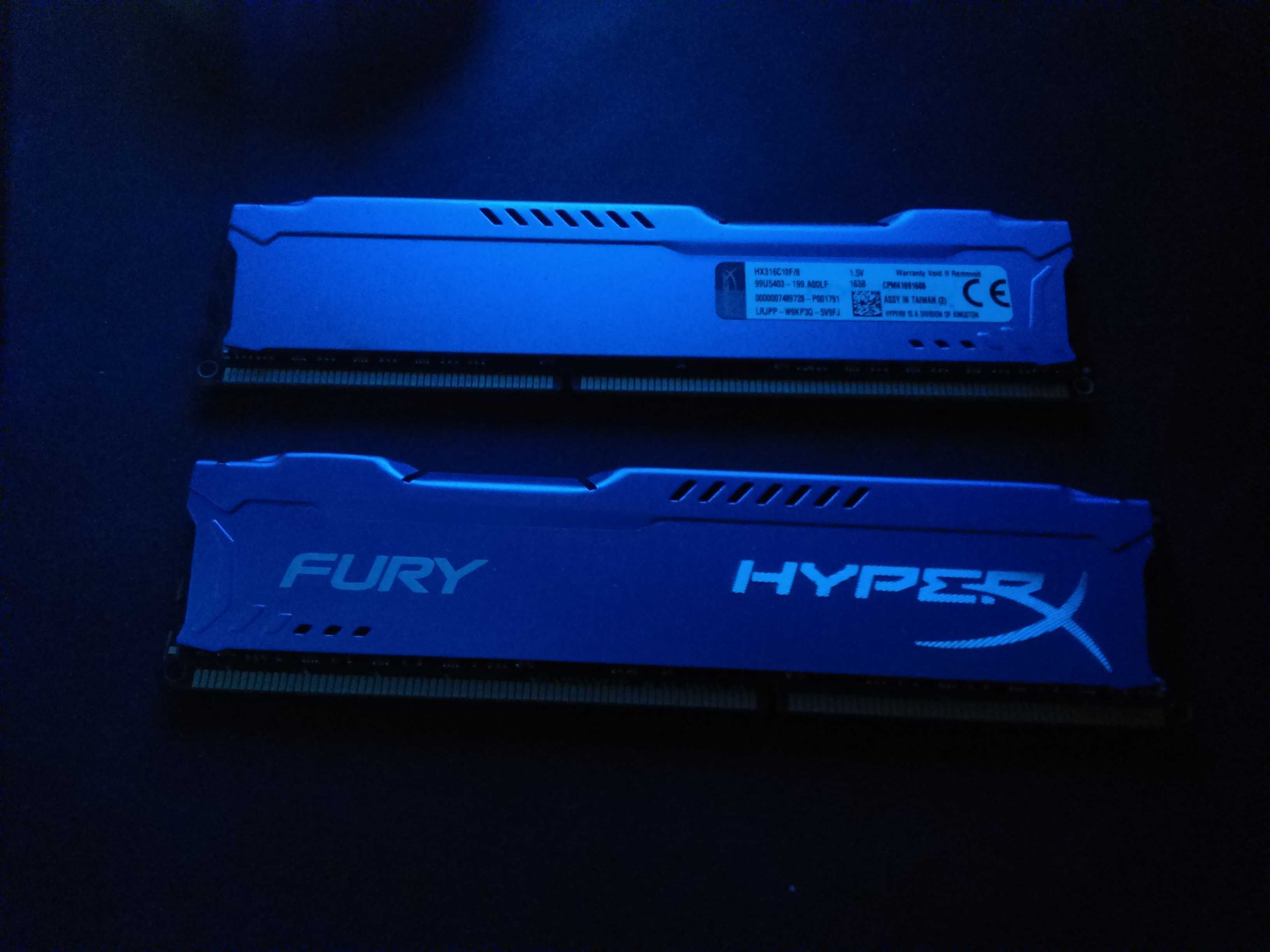 Memória RAM HyperX Fury 8GB (2x8GB) DDR3-1600MHz CL10 Azul