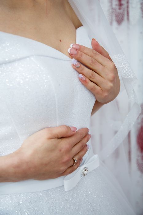 Весільна сукня блискуча Ідеальна відкриті плечі корсет