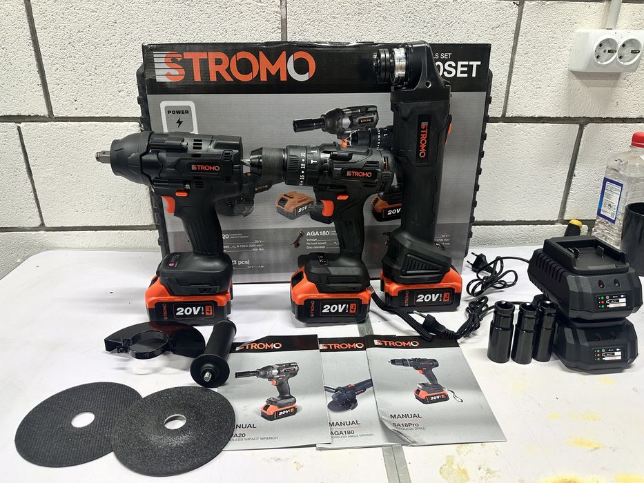 Акумуляторний набір Stromo 3в1 Set 180 болгарка гайковерт шуруповерт